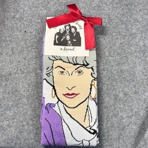 Red Ribbon Golden Girls Dorthy Purple white cotton blend tall  Socks